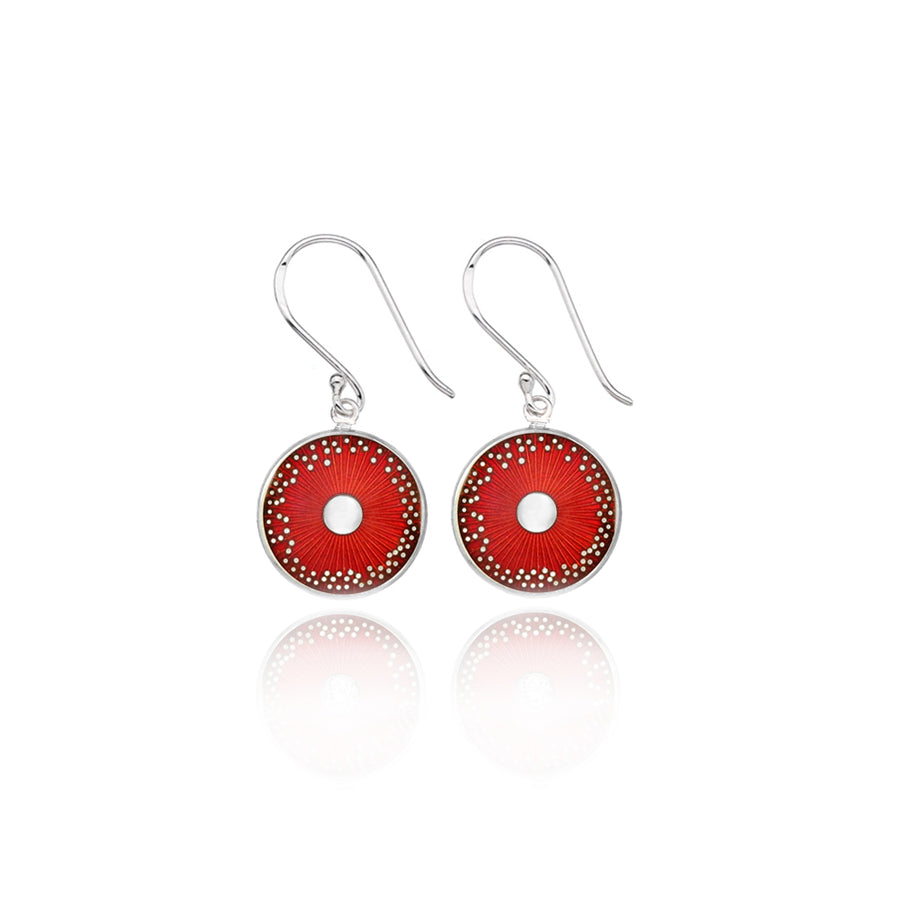 Red Enamel Diatom Earrings