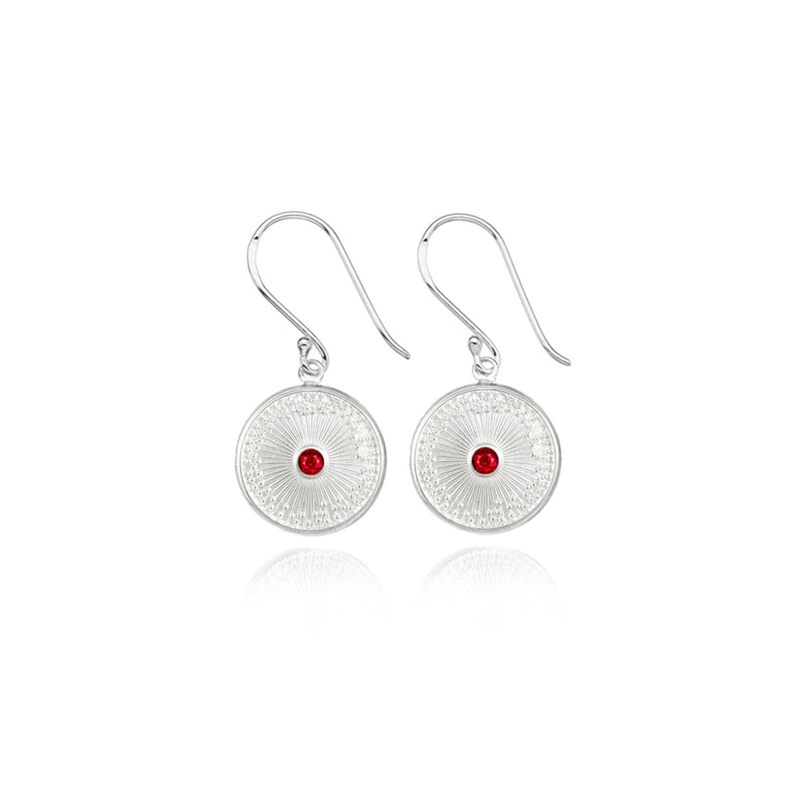Silver Ruby Diatom Earrings