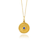 Gold Sapphire Diatom Pendant