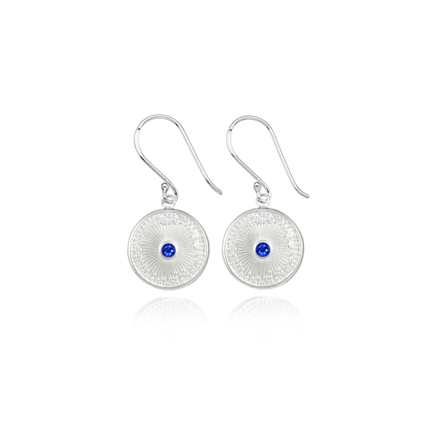 Silver Sapphire Diatom Earrings