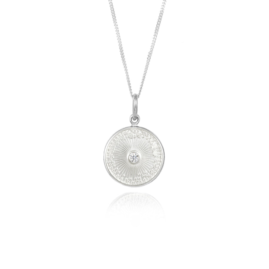 Silver Diamond Diatom Pendant