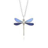 Dragonfly Pale Blue & Ink Enamel Pendant