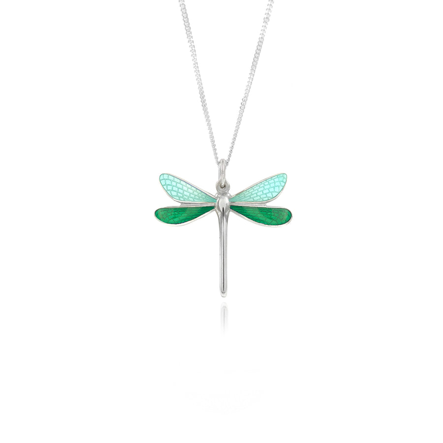 Dragonfly Mint & Emerald Green Small Enamel Pendant
