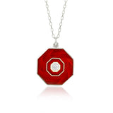 Enamelled Red Guilloché Diamond Pendant