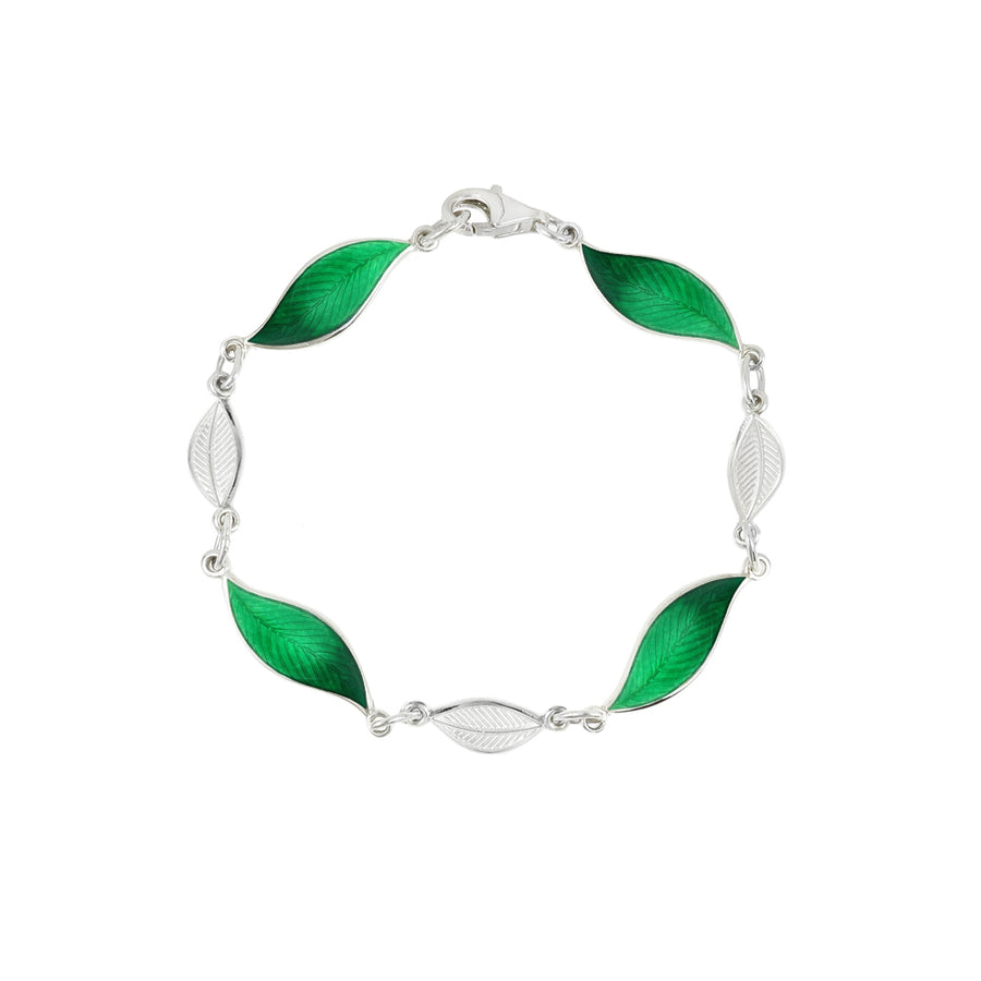 Enamelled Green Leaf Bracelet