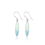 Enamelled Pinecone White & Pale Blue Leaf Earrings