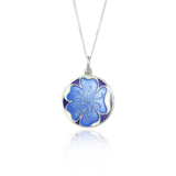 Enamelled Lavender Blue Pansy Flower Pendant