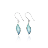 Enamelled Teal Leaf Earrings