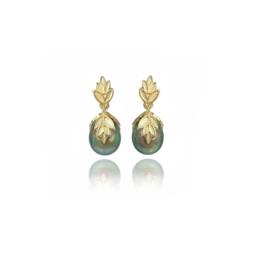 Pistachio South Sea Pearl Gold Earrings