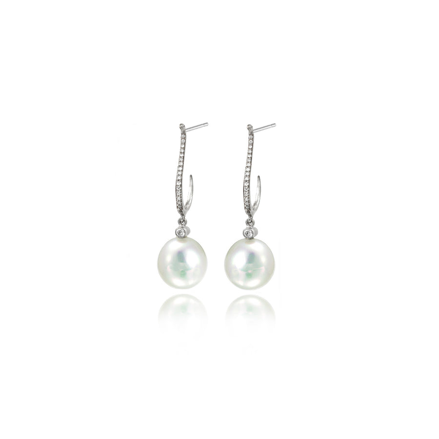 Pearl & Diamond Platinum Earrings