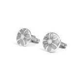 Enamelled Mint & Grey Striped Flower Cufflinks